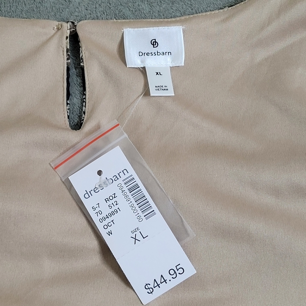 Dress Barn Womens Elegant Sheer Lined 3/4 Ruffle Sleeves Blouse Top Tan Size XL - Picture 9 of 11